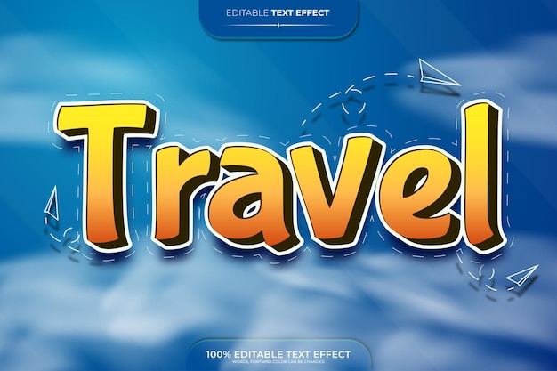 Travel editable text effect vector illustration