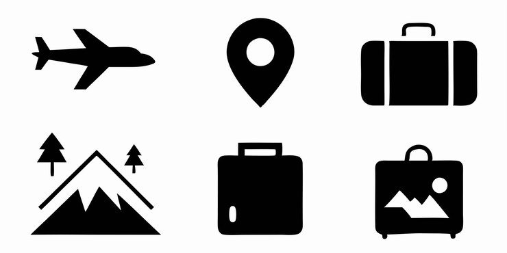 Vector travel icon collection on white background