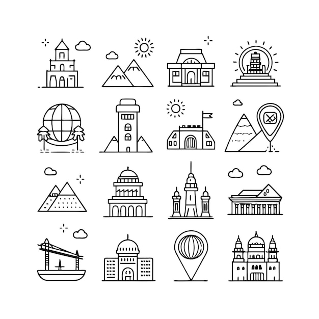Travel Icon Set Vector Illustration for Documents Websites and Mobile Applications