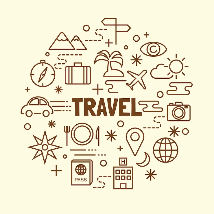 Vector travel minimal thin line icons set