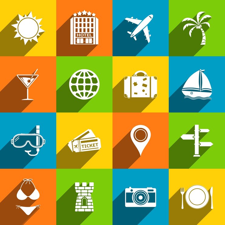 Vector travel stickers set