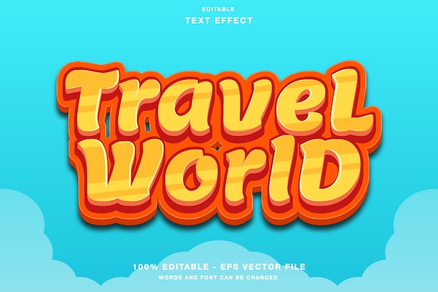 Travel World Cartoon 3D Editable Text Effect