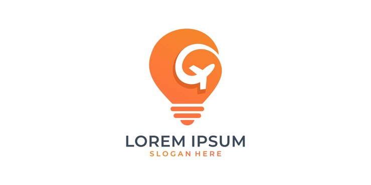 Vector traveling and bulb shape concept,airplane,idea,silhouette logo,traveling logo.