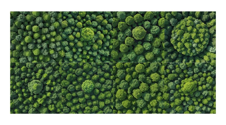 Tree crown Top aerial view green foliage park forest garden plants isolated on white Vector illustration for landscape nature ecology concept