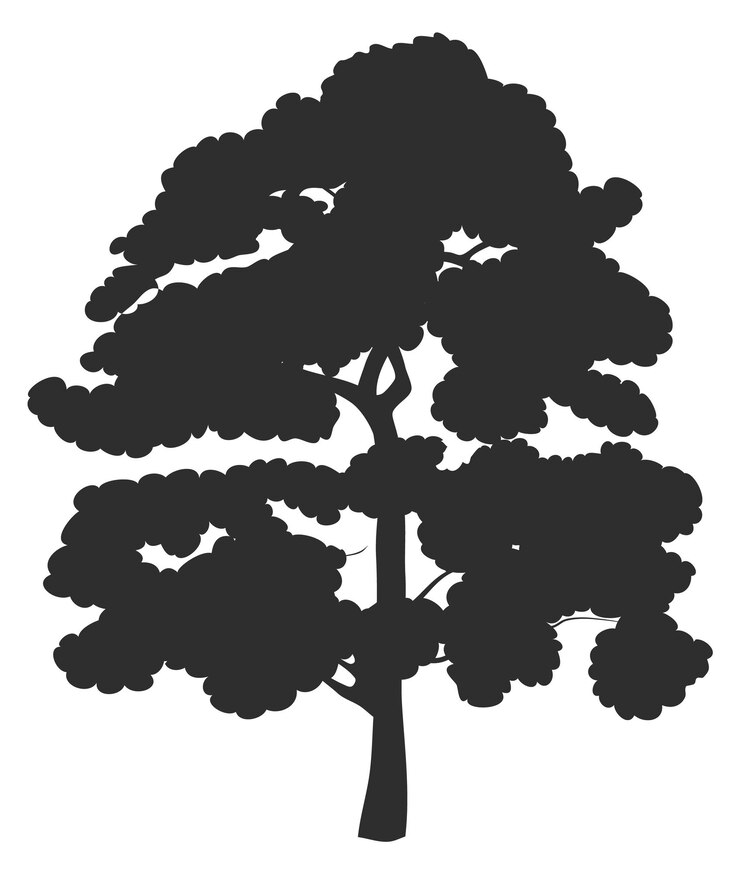 Vector tree silhouette black big plant forest nature