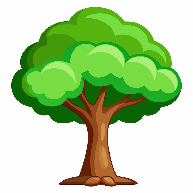 Vector tree vector illustration clipart cartoon style png on white background