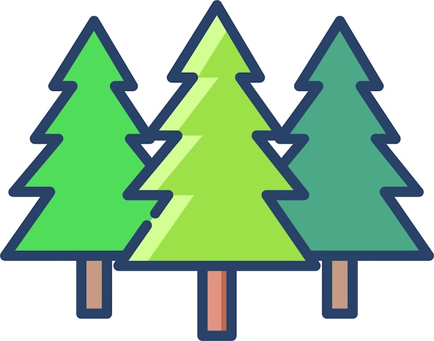 Treessolid linear color vector illustration