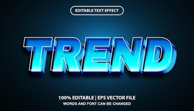 Trend editable text effect template, blue gradient font effect style
