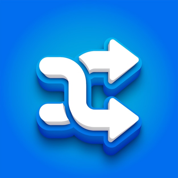Trendy Blue and White 3D Two Way Arrows Icon with Vibrant Blue Background