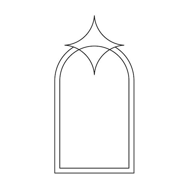 Trendy christmas winter linear arch frame with star Modern minimalist aesthetic line element