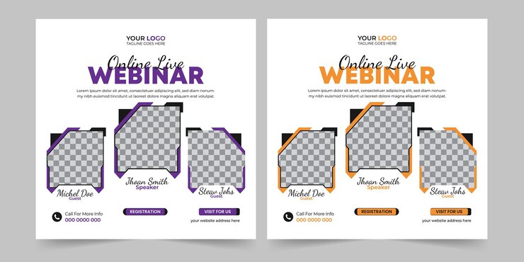 Vector trendy digital marketing live webinar social media post suqire banner design
