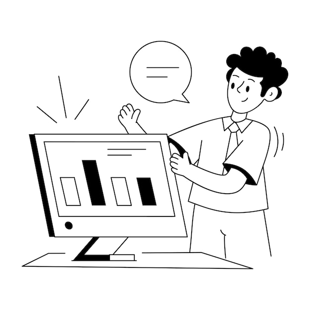 Trendy glyph illustration of presenting