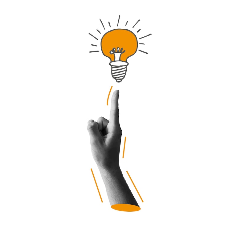 Vector trendy illustration collage with hand lightbulb school icons modern font modern design of websit