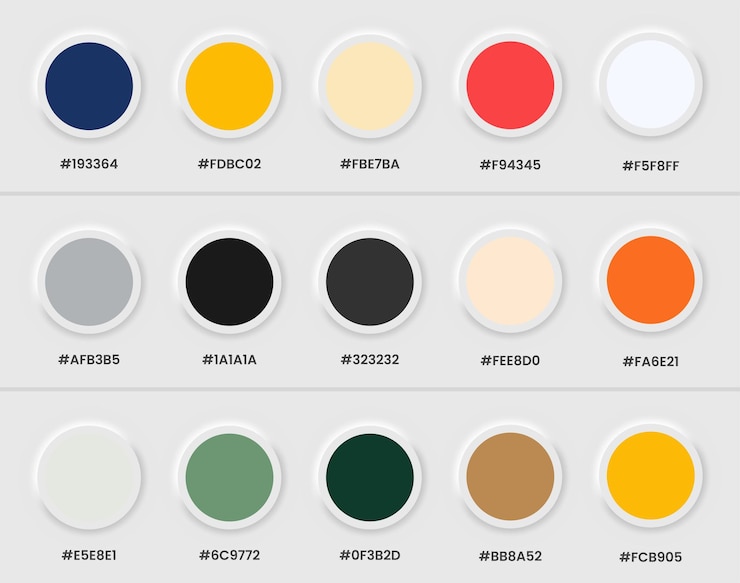 Vector trendy pastel colour guide palette catalogue in neomorphism style colour catalogue