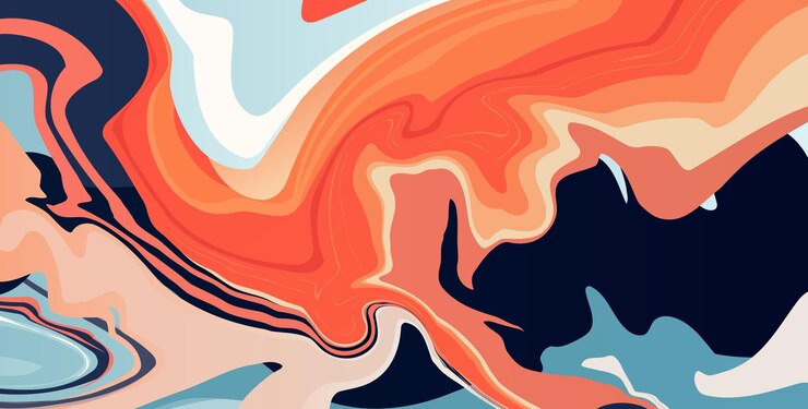Vector trendy vector illustration with liquid retro waves