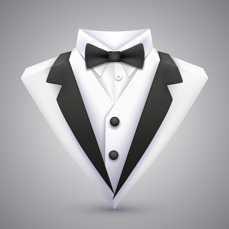 Vector triangle jacket with a bow tie. vector illustration