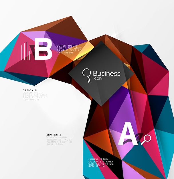Triangle mosaic vector abstract template Vector abstract background for workflow layout diagram number options or web design