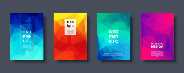 Triangle polygonal abstract background colorful gradient design low poly shape banner vector
