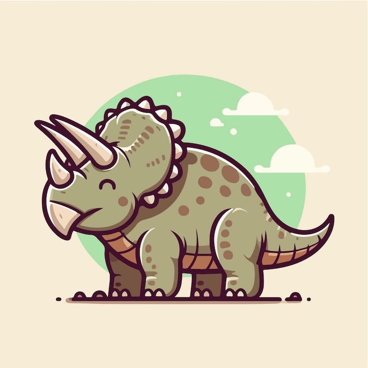 Vector triceratops dinosaur ancient animal