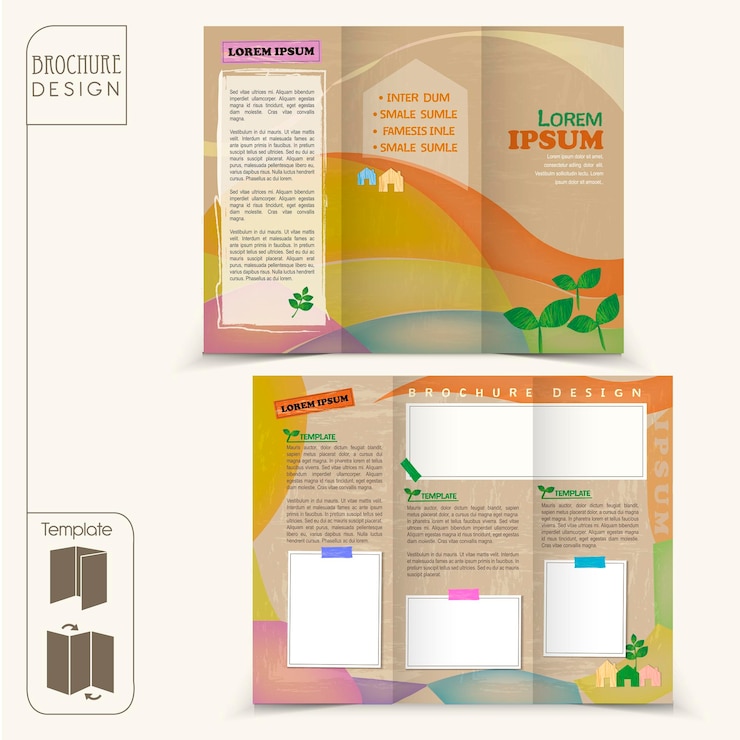 Vector trifold fairy style template for business advertising brochure