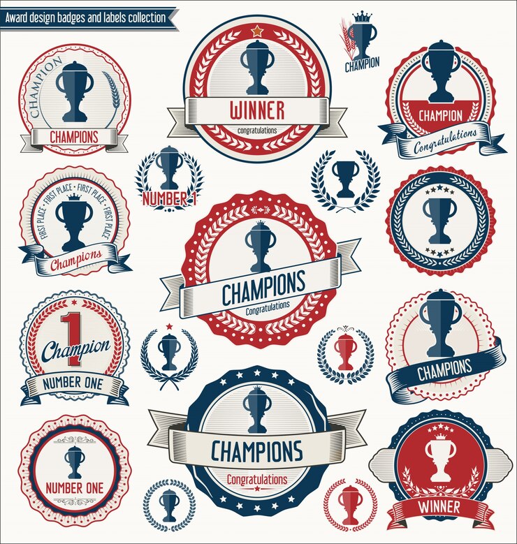 Vector trophy and awards sign collection