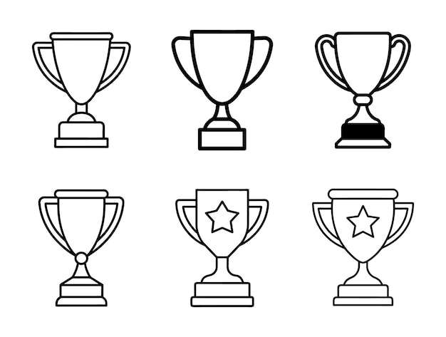 Trophy cup icon set vector illustration