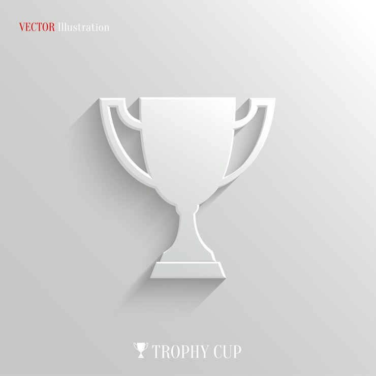 Trophy cup icon vector white app button