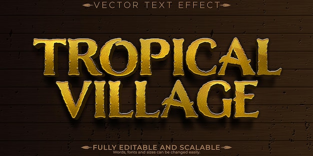 Tropic village text effect editable cartoon and forest text style