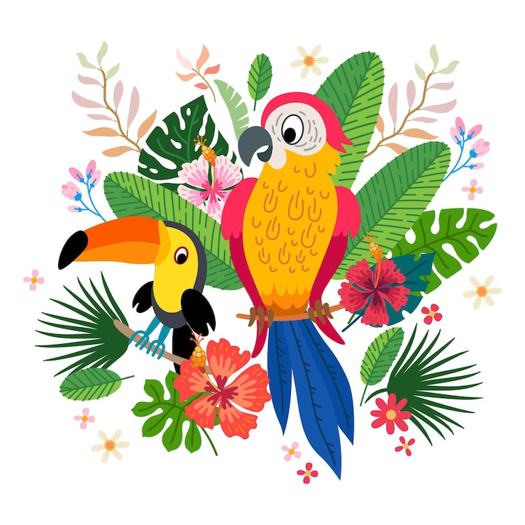 Vector tropical collection for jungle party or tropical wedding