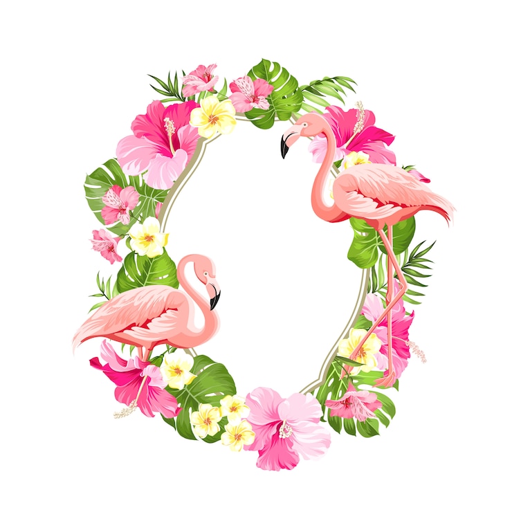 Vector tropical flower frame.