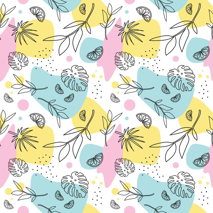 tropical pattern seamless Tender summer Juicy leaves oranges vector July