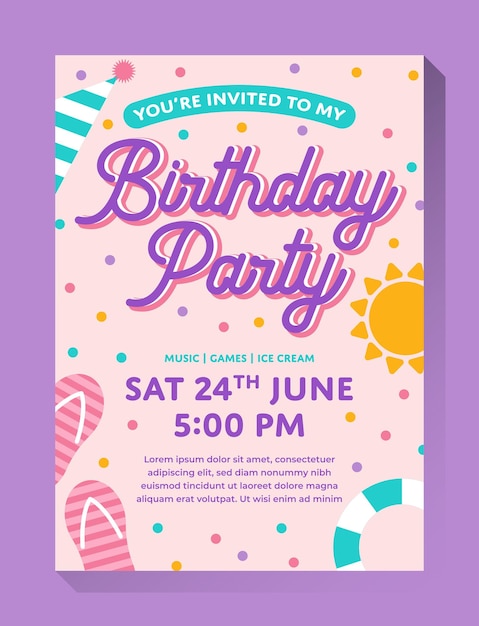 Tropical Summer Theme Birthday Invitation Design