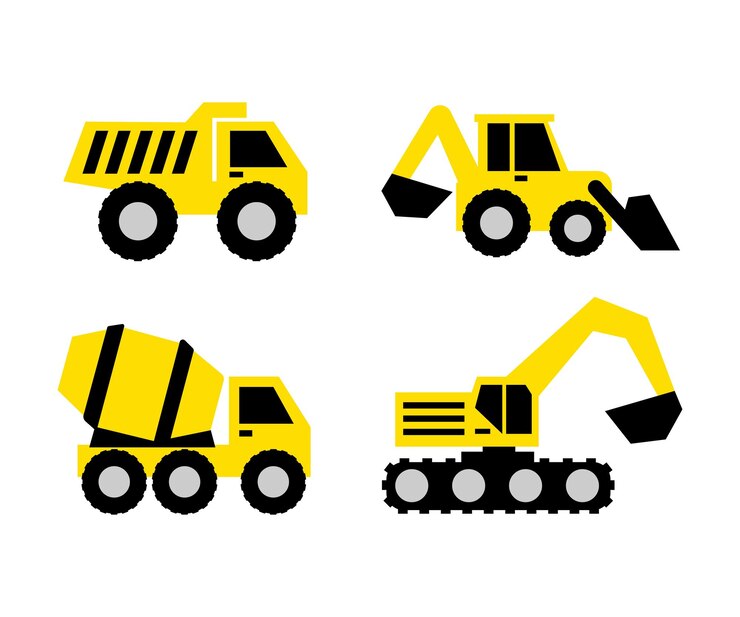 trucks bundle cartoon vector