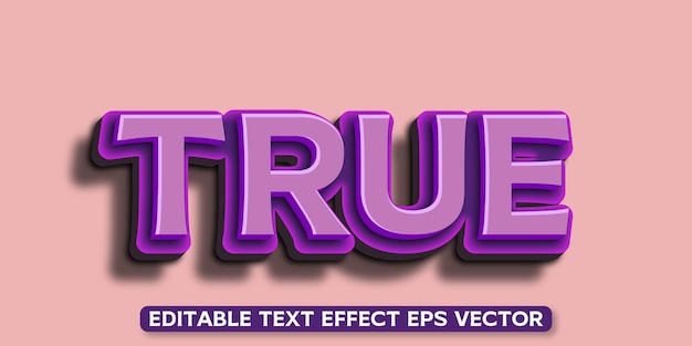 true purple color editable 3d text effect eps vector