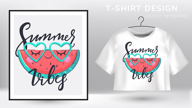 Tshirt design with watermelon print Cute summer cartoon watermelon