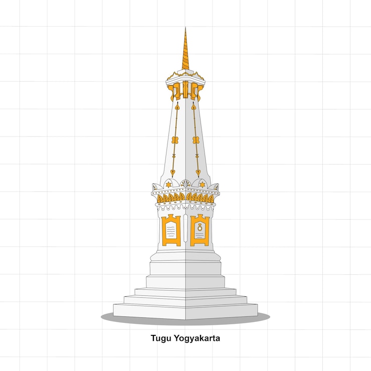 Vector tugu jogja monument illustration yogyakarta city icon travel indonesia heritage