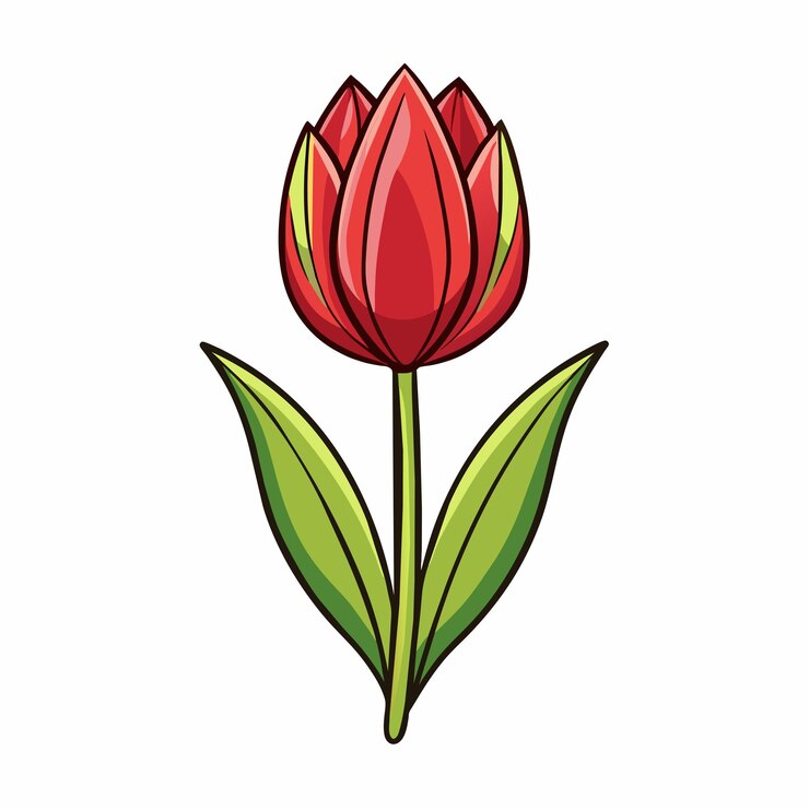 Vector tulip cartoon style icon vector clipart illustration