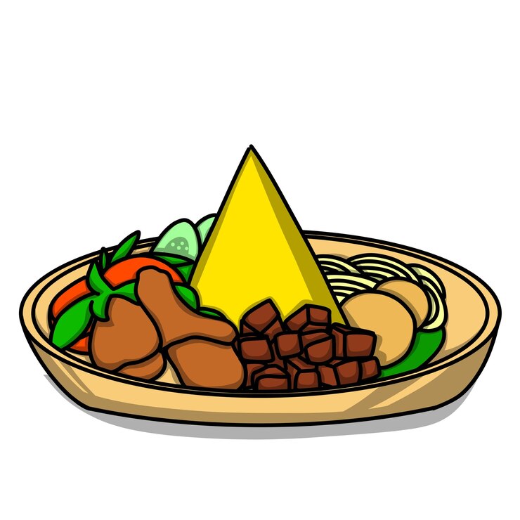 Vector tumpeng rice typical indonesian food vector
