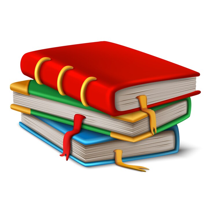 Vector tumpukan buku bergaya kartun. terisolasi dengan latar belakang putih.