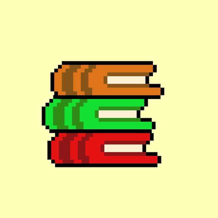 Vector tumpukan buku dengan gaya seni piksel