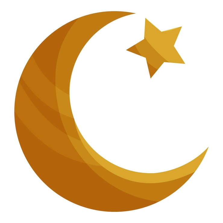 Vector turkey islamic symbol star and crescent icon in cartoon style isolated on white background vector illustration