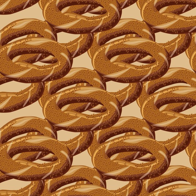 Turkish traditional bagel simit seamless pattern.