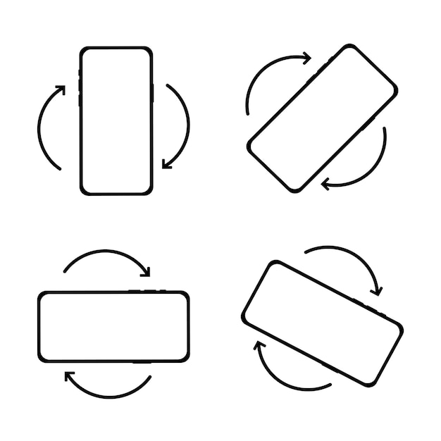 turn the phone rotate the device with the arrows Vector illustration