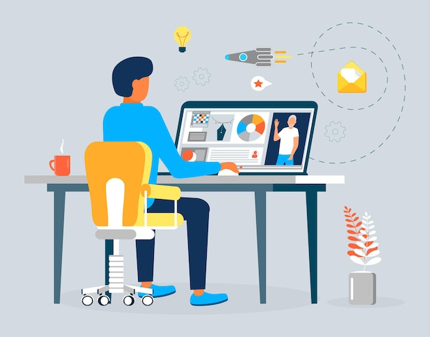 tutorial or online course of graphic designer concept vector for landing page web developer working in digital or ai technology