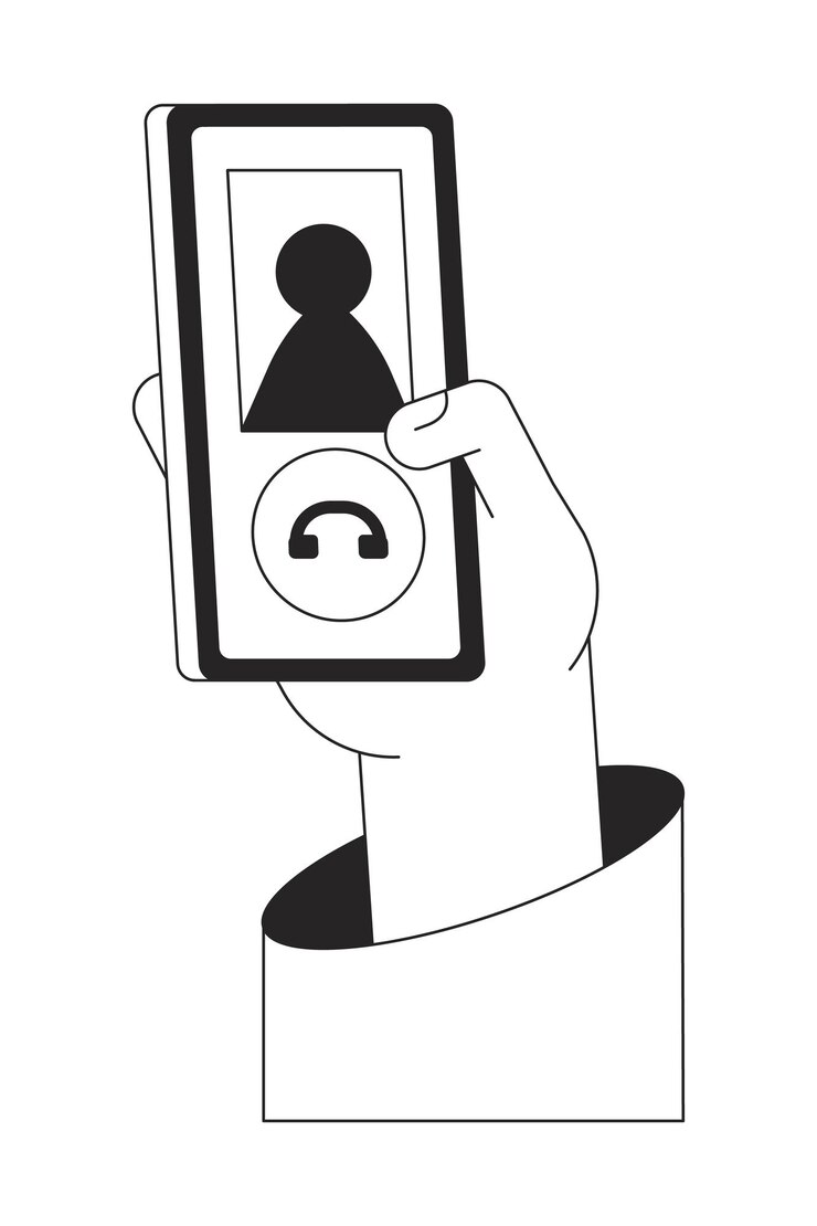 Vector tutup telepon ilustrasi spot vektor bw