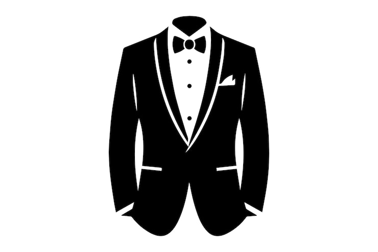 Vector tuxedo jacket groom suit black and white icon vector silhouette
