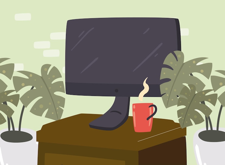 Vector tv and coffee