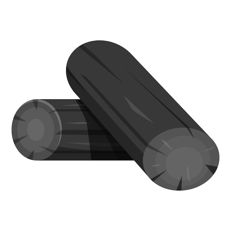 Vector two black charcoal logs representing fuel and barbecue