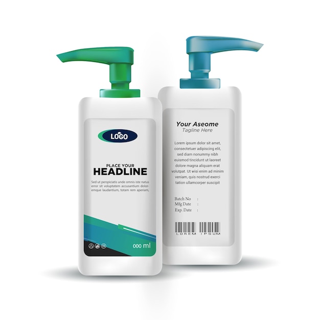 two bottles of shampoo are shown on a white background