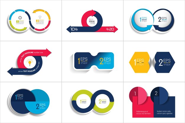 two elements banner 2 steps design chart infographic step by step number option layout